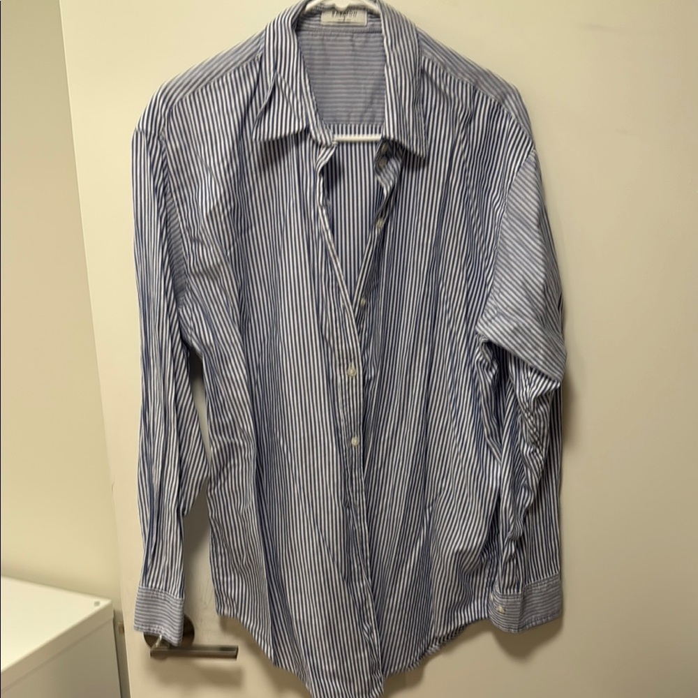 Babaton Blue and White Casual Button Down Shirt